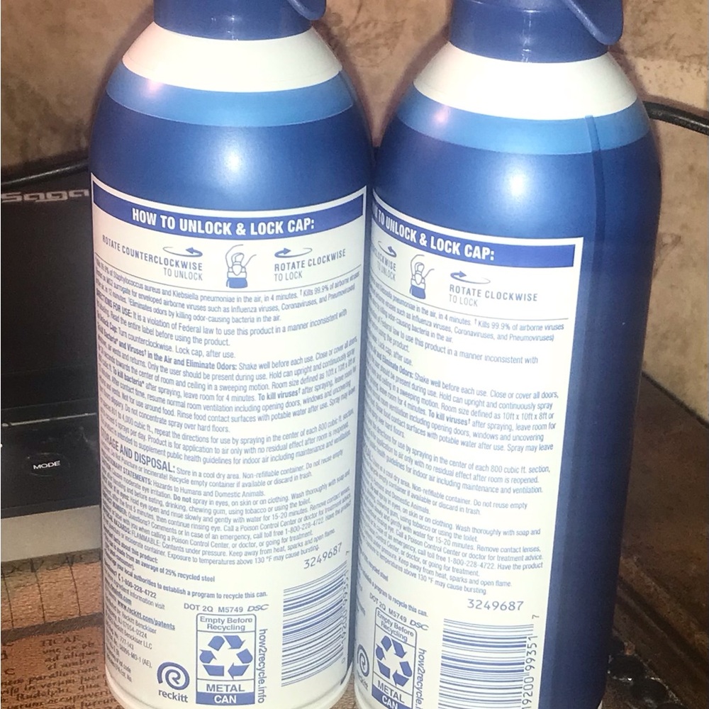Lysol Air Sanitizing Spray - White Linen - 10oz Lot of 2 NEW - Picture 2 of 2